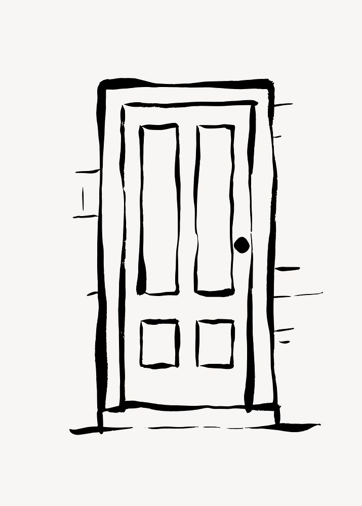 House door clipart, drawing illustration vector