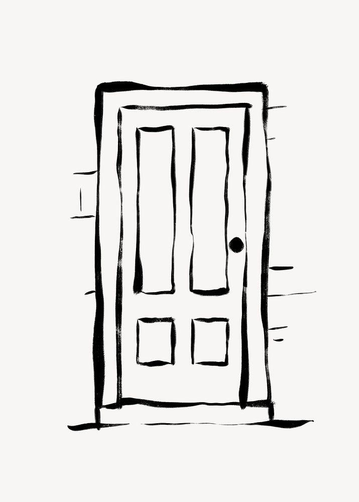 House door clipart, line art illustration psd