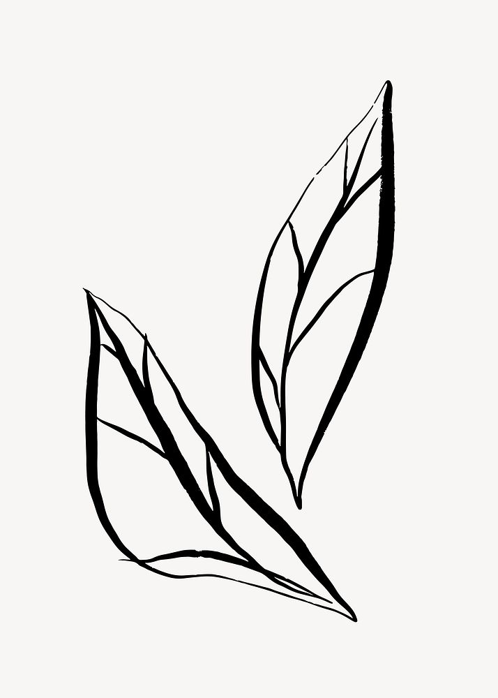 Leaf collage element, doodle design vector