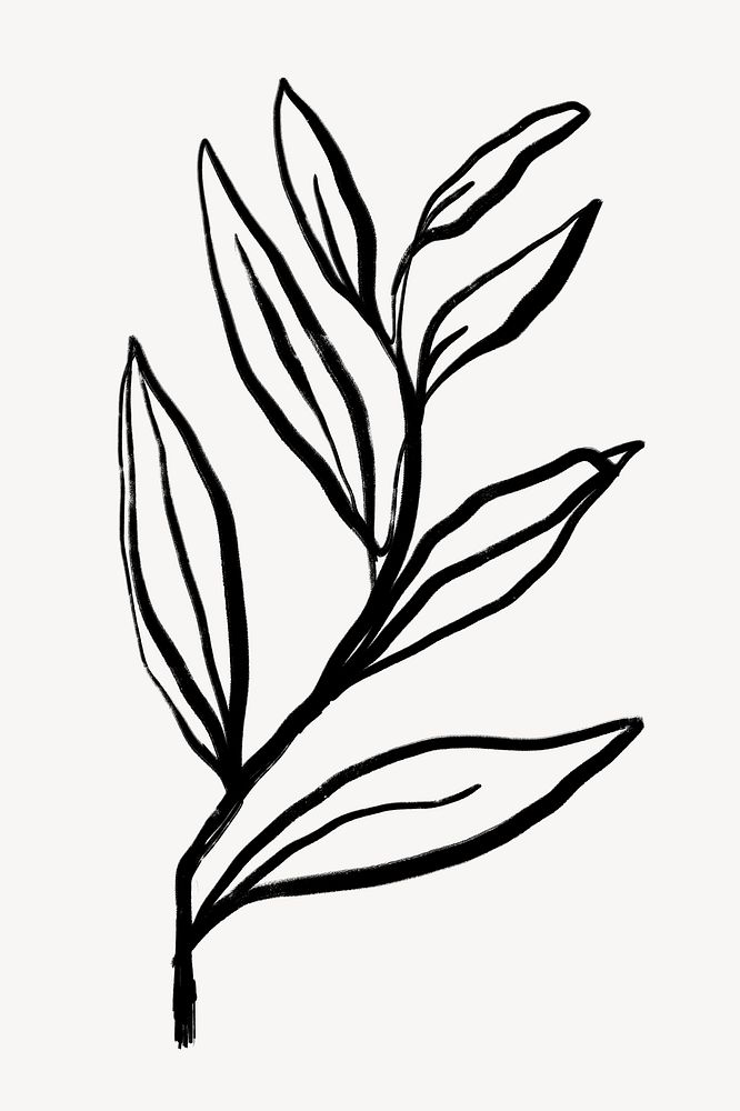 Leaf line art, Chinese brush design 
