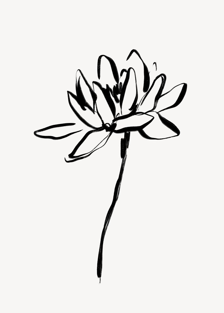 Lotus ink brush, aesthetic line art