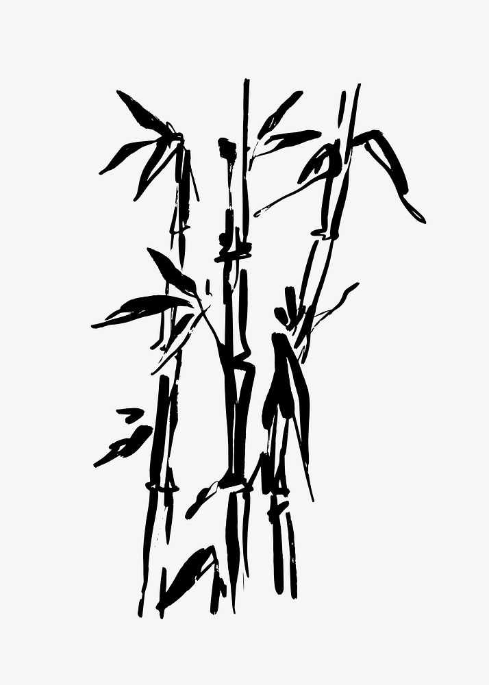Bamboo  collage element,  ink brush design  vector