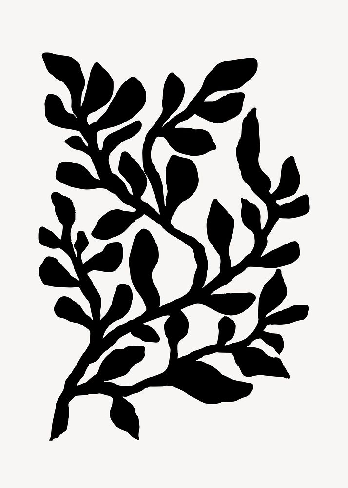 Silhouette leaf line art, black design