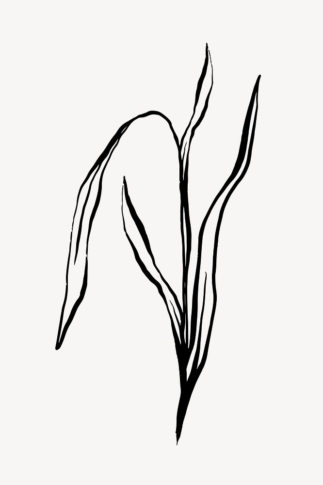 Abstract leaf line art, Chinese brush design 