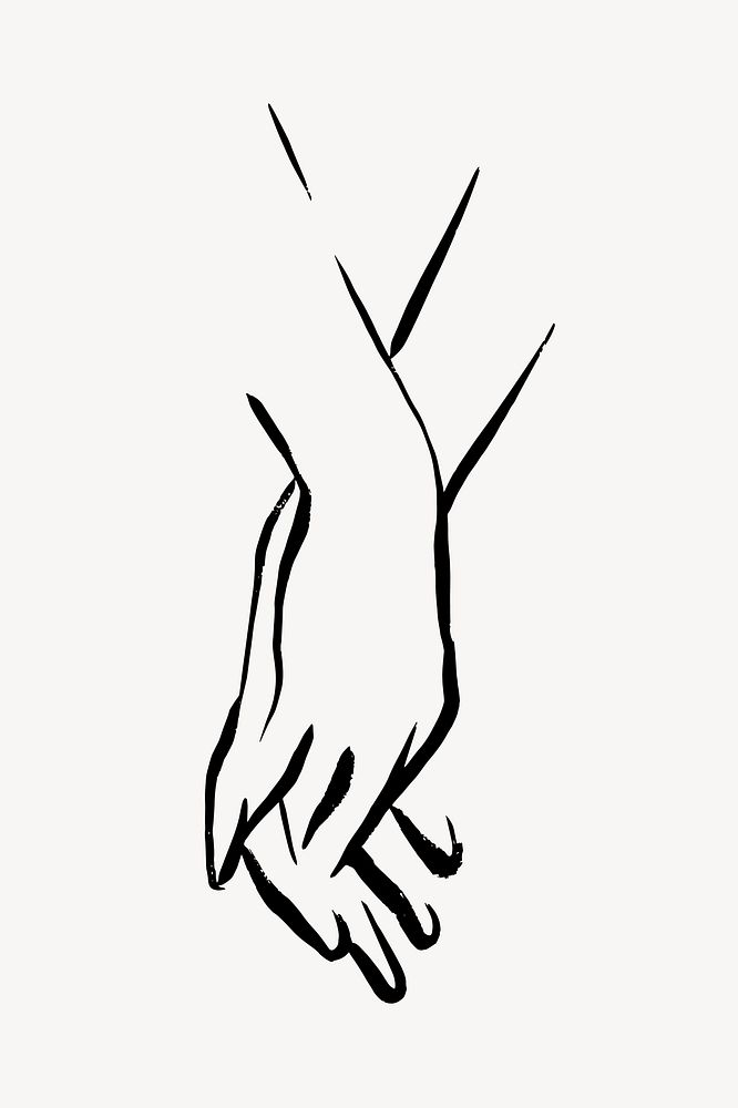 Holding hands collage element, drawing illustration vector