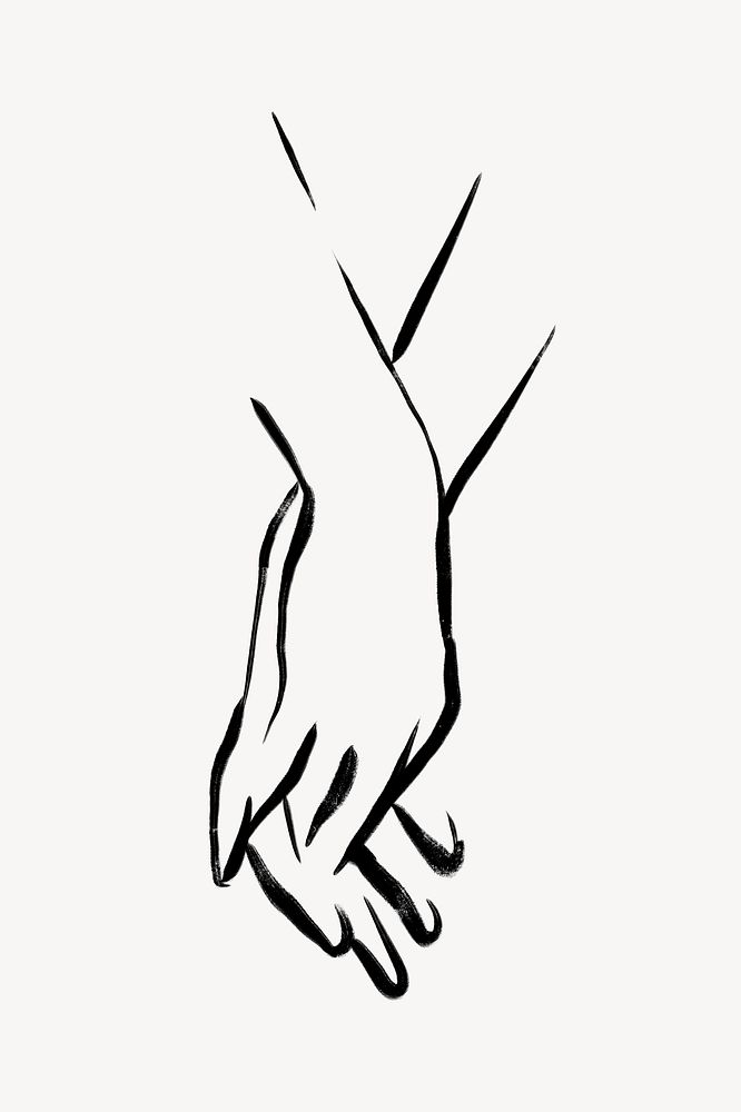 Holding hands collage element, drawing illustration