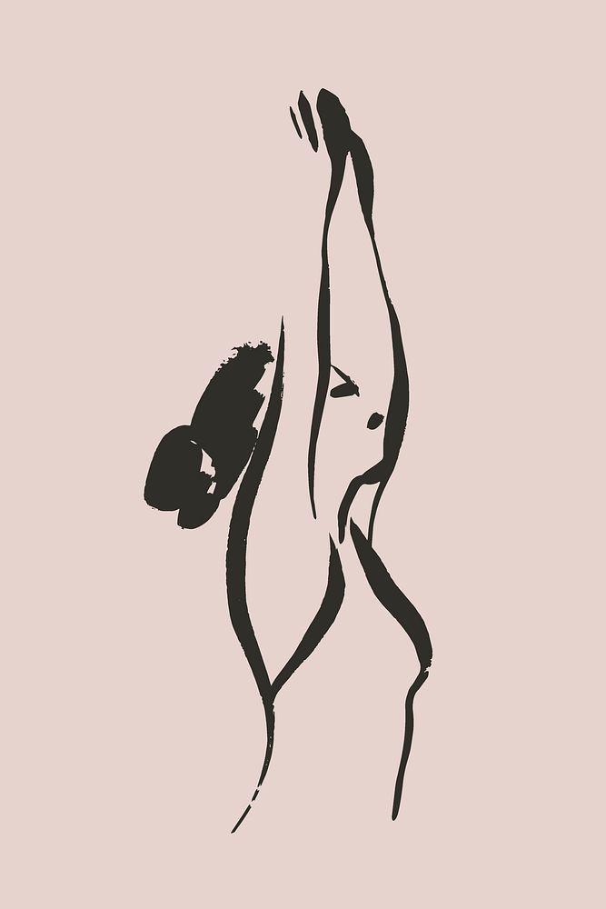 Yoga pose collage element, drawing illustration