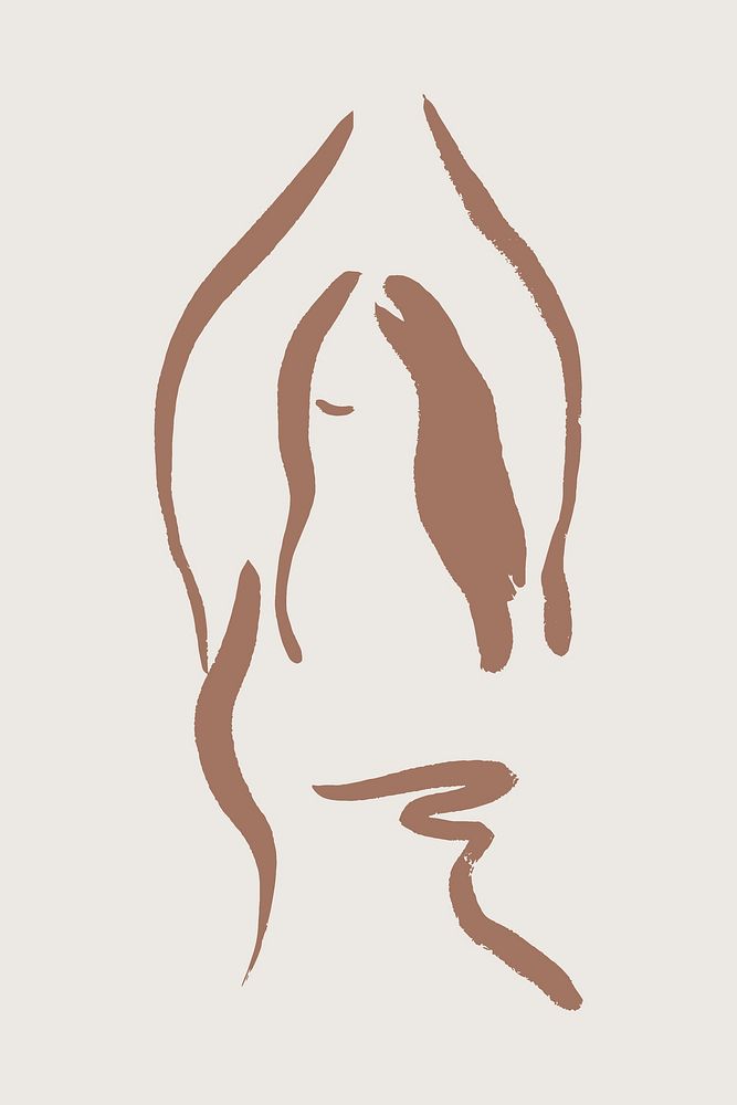 Yoga pose collage element, drawing illustration