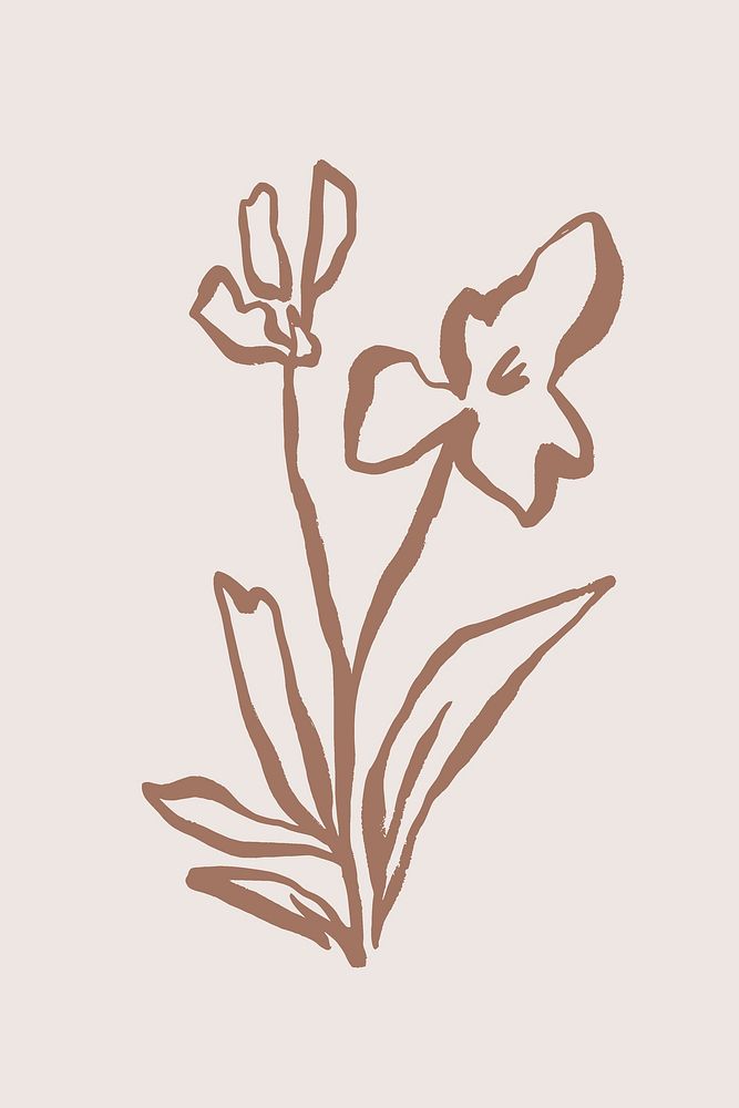 Flower line art, Chinese brush design