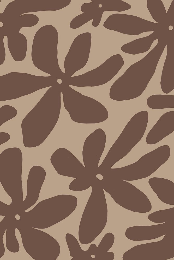 Flower pattern background, brown aesthetic design  vector