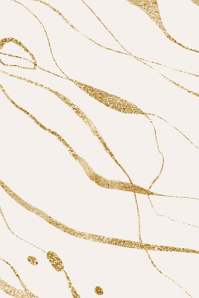 Abstract wavy background, gold glitter design vector