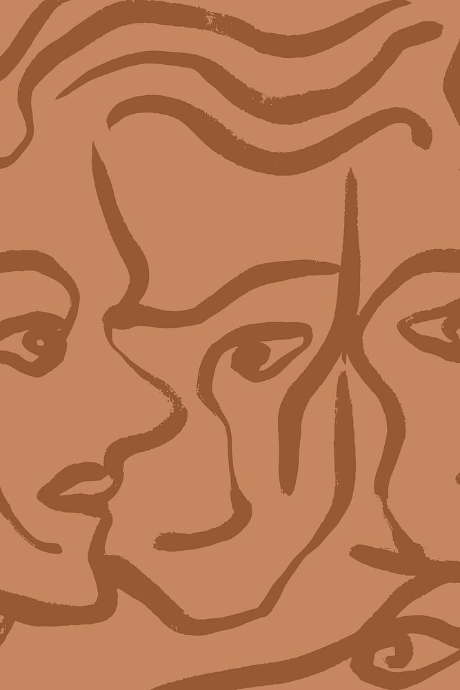 Abstract women face background, brown aesthetic design