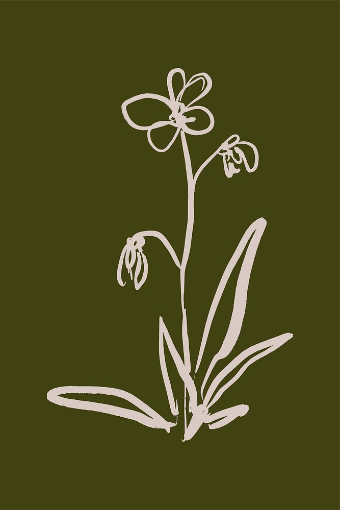 Flower line art, Chinese brush design