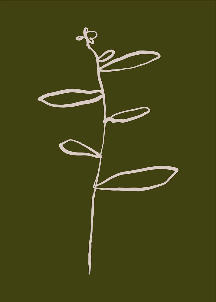 Abstract leaf collage element, line art  illustration vector