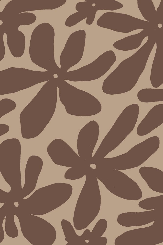 Flower pattern background, brown aesthetic design 