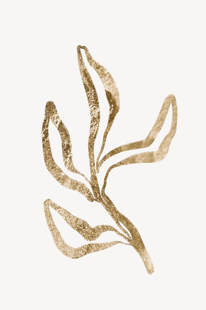 Gold aesthetic leaf collage element, botanical design  vector