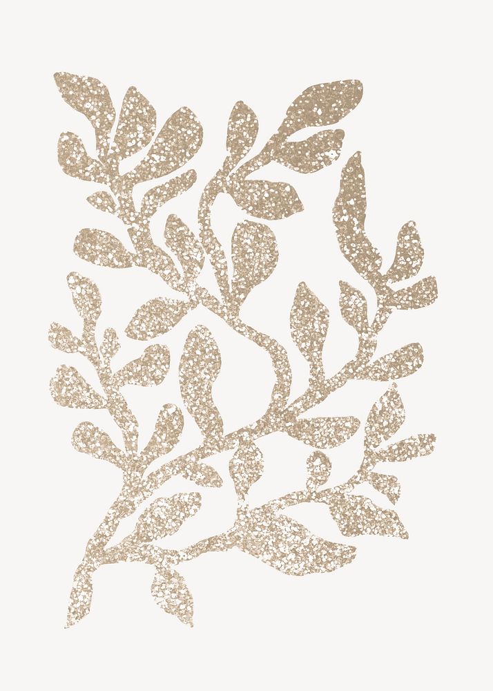 Gold leaf collage element, aesthetic botanical vector