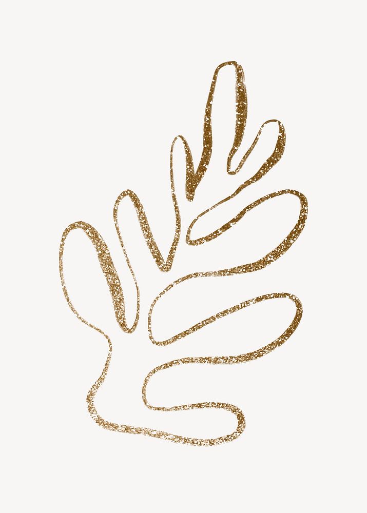 Gold leaf collage element, botanical glittery design  vector
