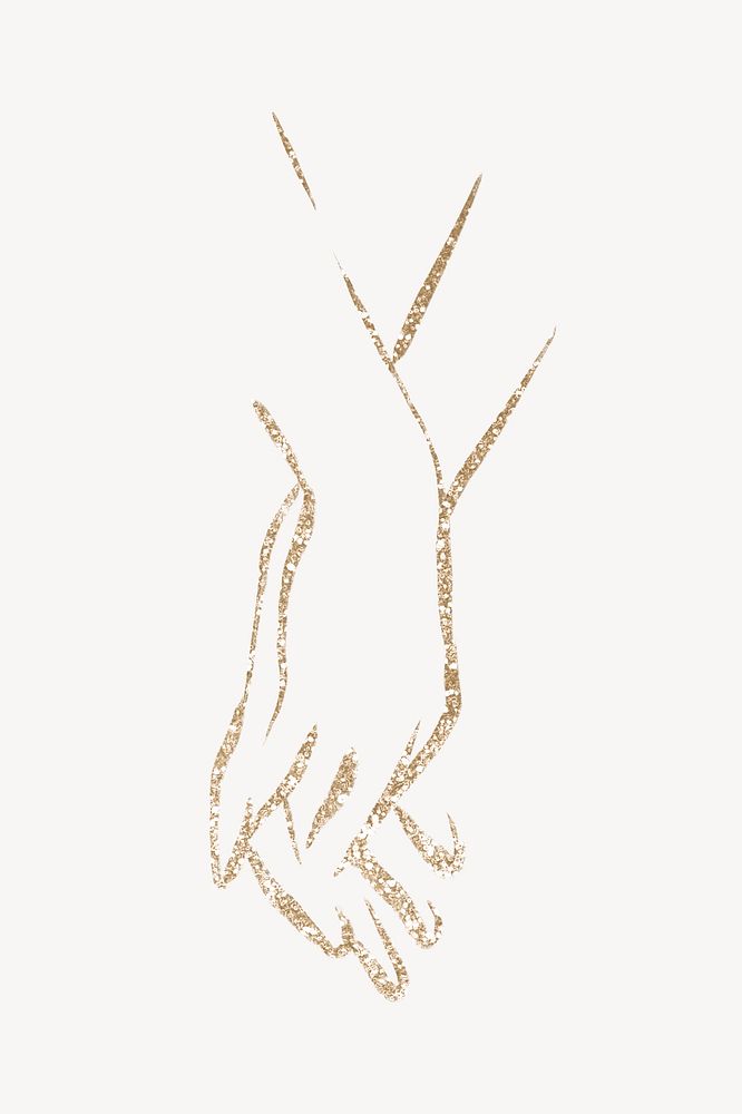 Holding hands collage element, gold illustration