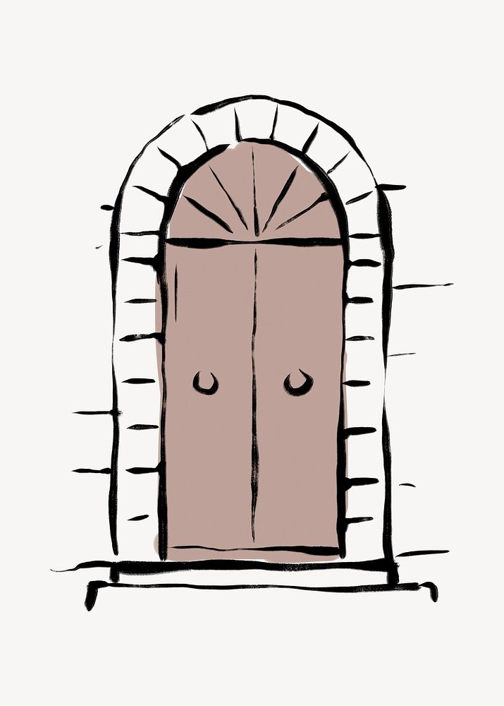 Arched door clipart, drawing illustration