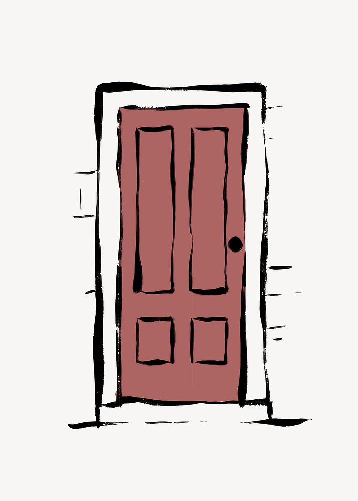 House door clipart, drawing illustration vector