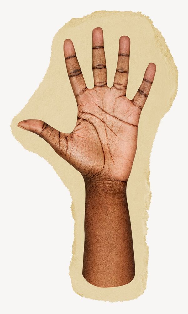 Hand raised collage element, torn | Free Photo - rawpixel