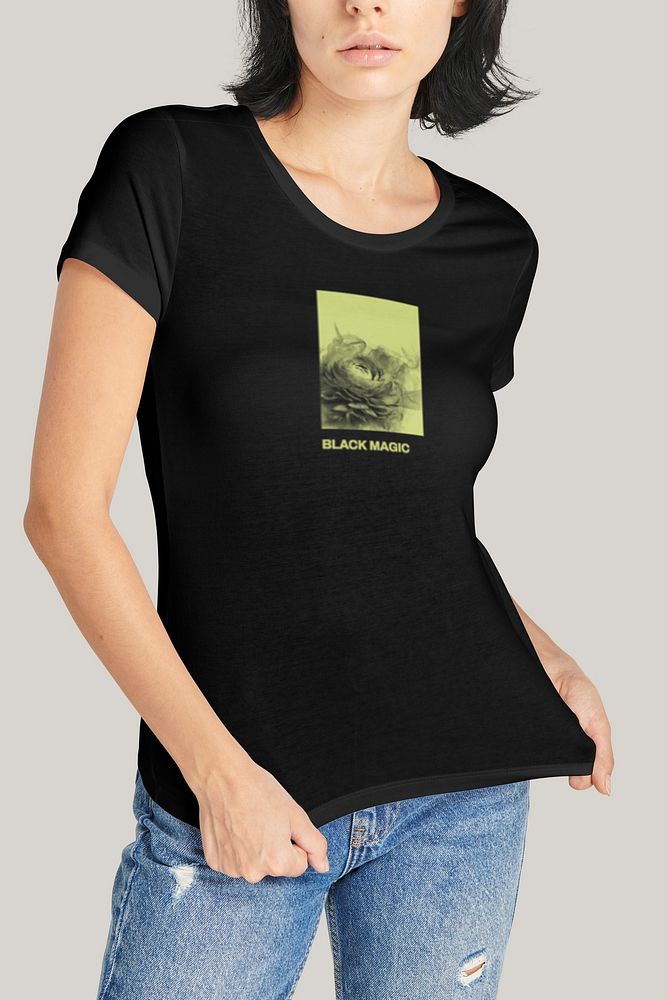 T-shirt mockup, women's fashion editable design psd