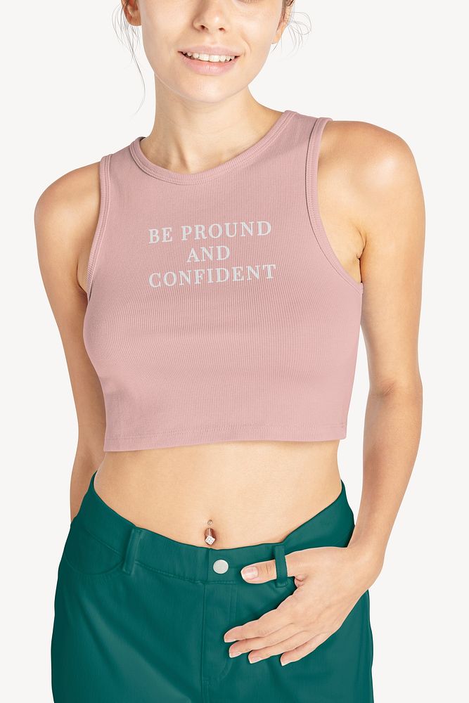 Pink crop tank top, women's apparel