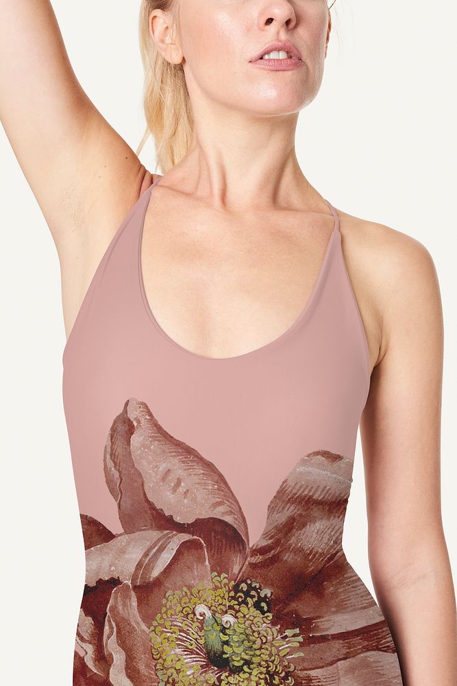 One piece swimsuit mockup, women's summer fashion design psd