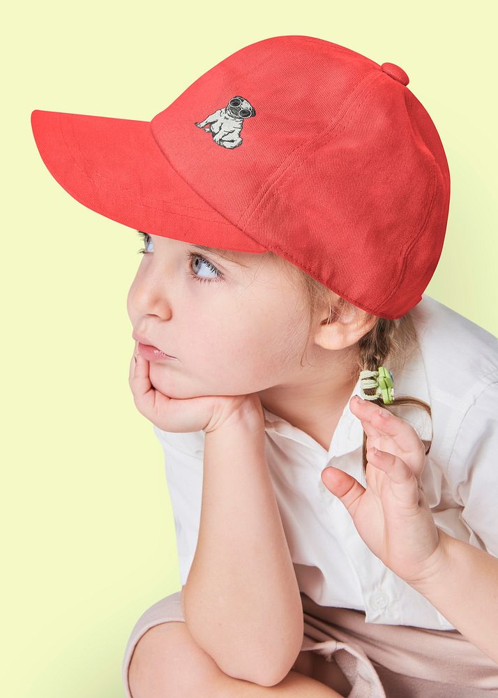 Cap editable mockup, kid's apparel photo psd