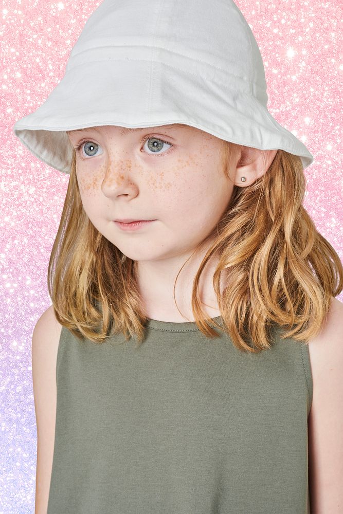 Girl wearing tank top and bucket hat