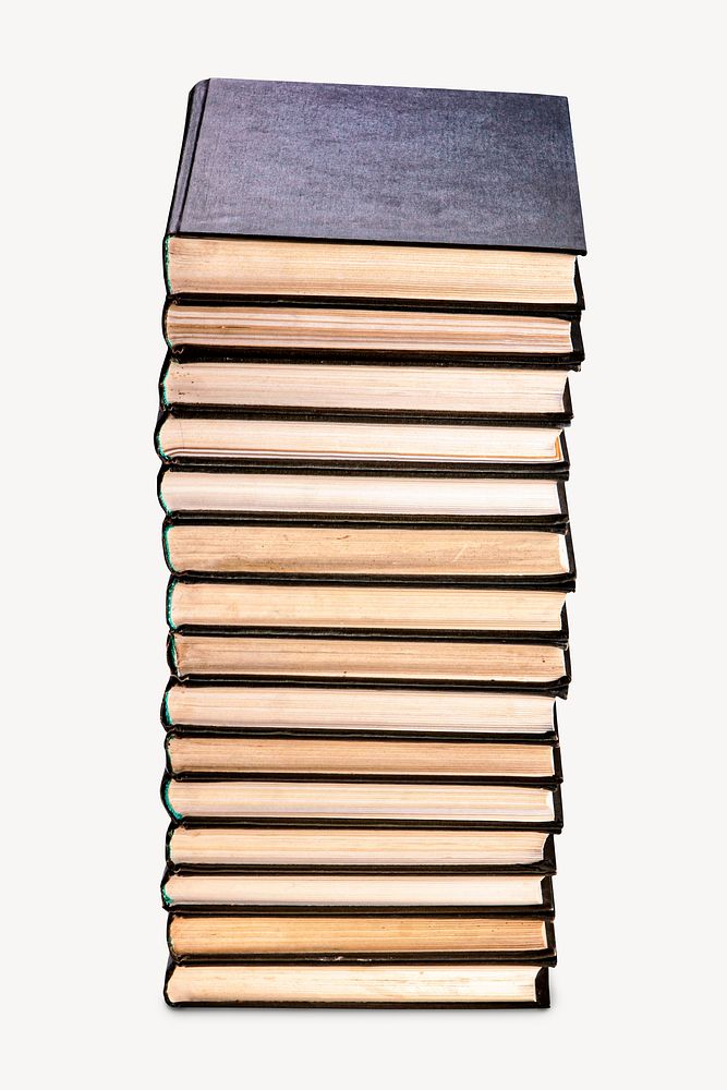 Book stack collage element, vintage design  psd