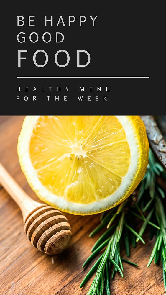 Good food Instagram story template, lemon photo vector