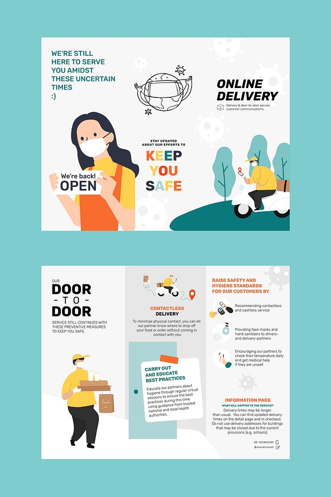 Door to door home delivery vector brochure template