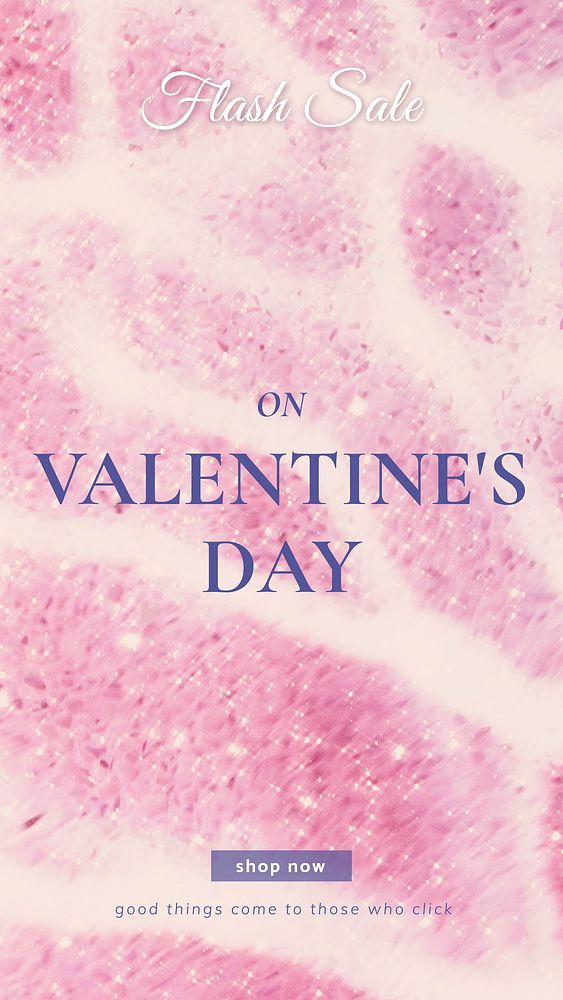 Valentine&rsquo;s day flash sale ads for social media story with pink background