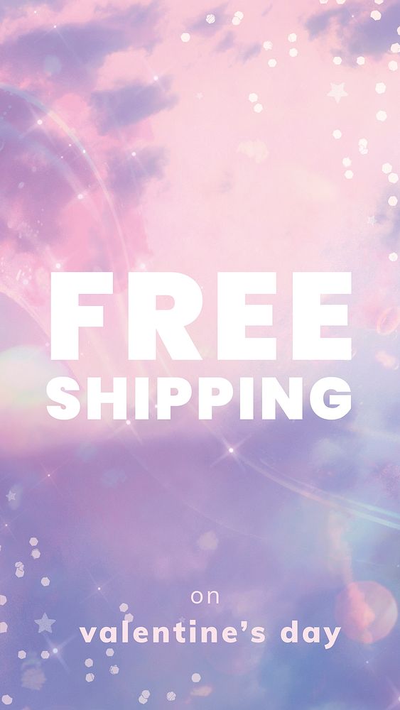 Valentine&rsquo;s day free shipping shop banner for social media story post