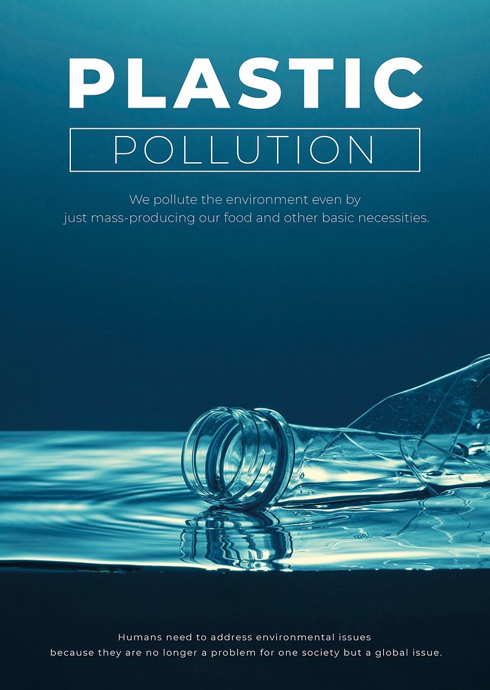Plastic pollution editable template vector environment flyer
