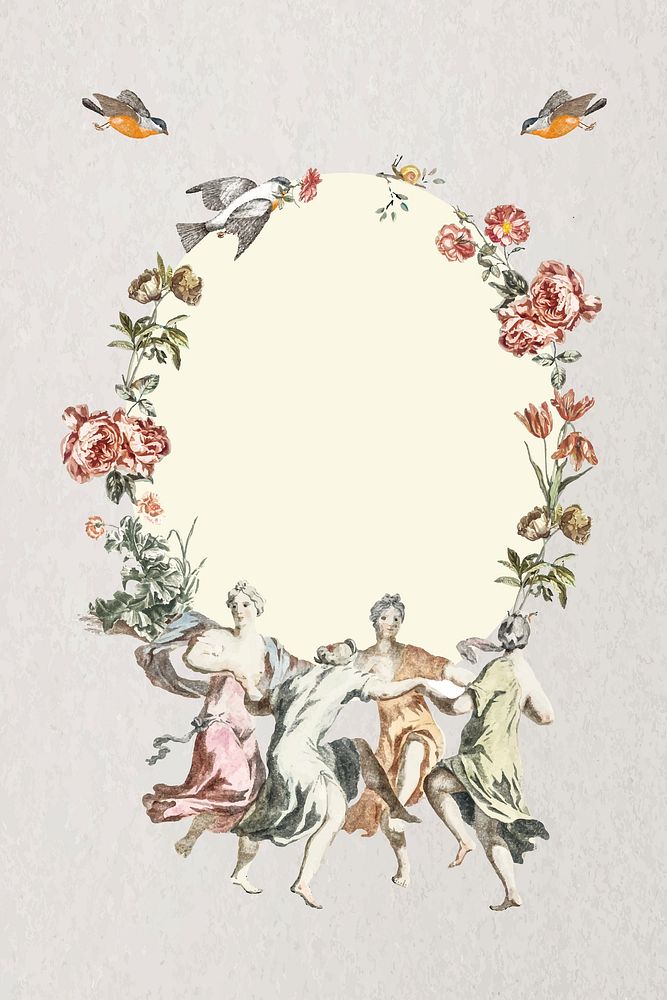 Vintage celebrate floral frame illustration, remixed from public domain collection