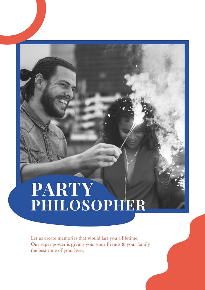 Party philosopher ad template vector event organizing poster