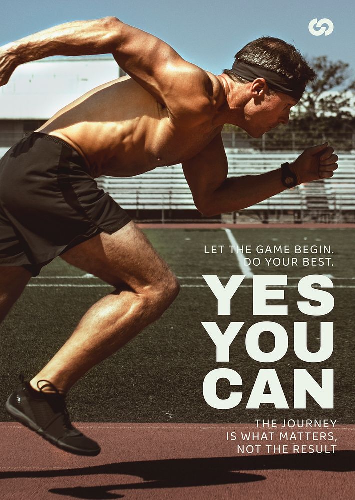 Sports motivation poster editable template, yes you can text psd