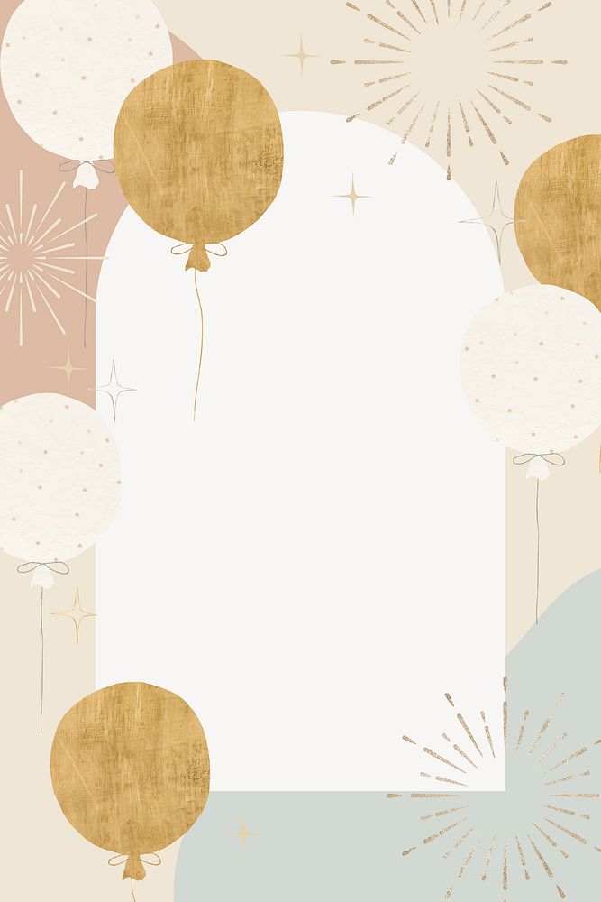 Cute birthday frame background, pastel design psd