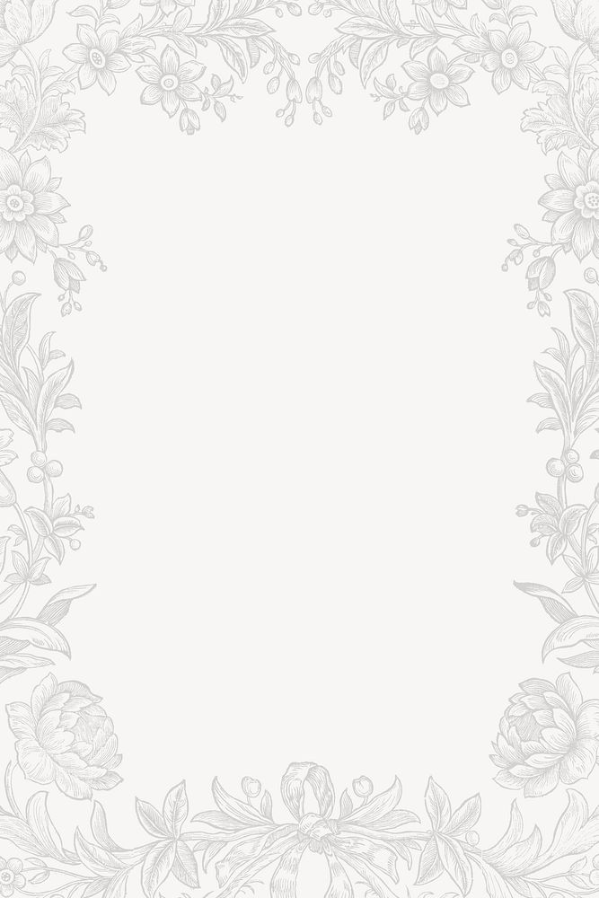 Aesthetic floral frame background, white design psd