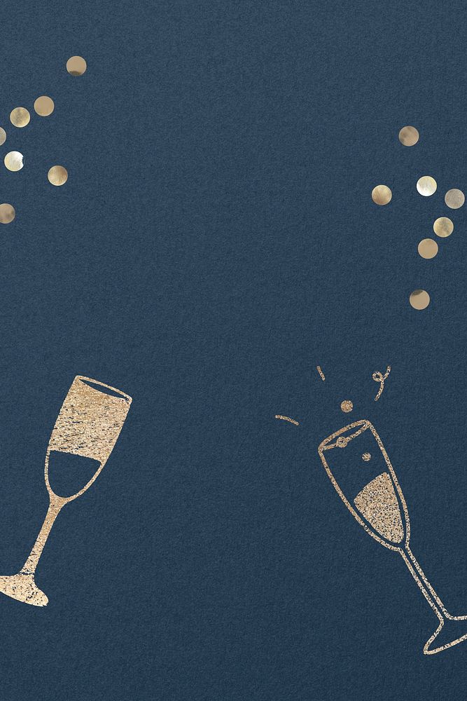 Blue celebration border background, gold glitter design psd