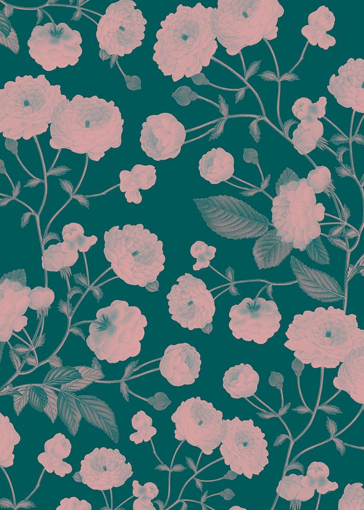 Floral pattern background, blue & pink design