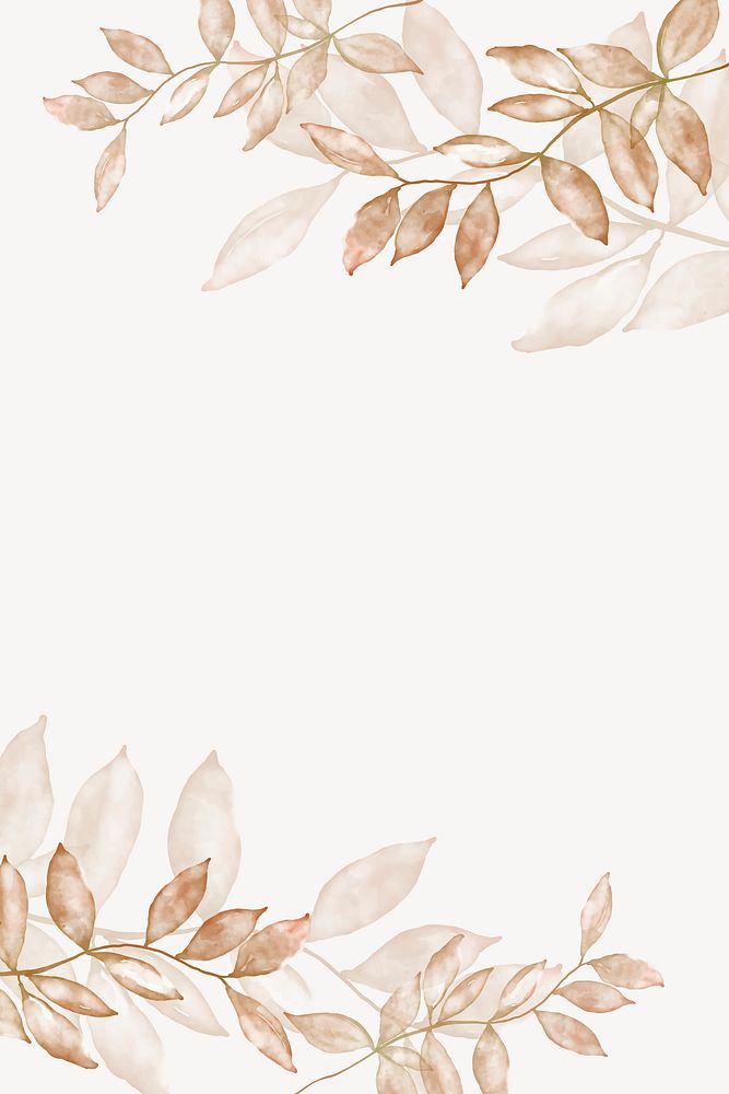 Brown leaf border background, aesthetic design psd
