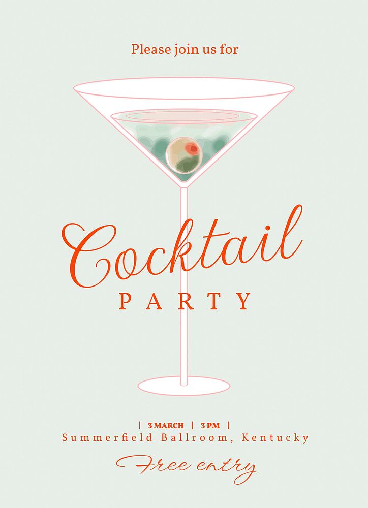 Cocktail party invitation card template, | Premium PSD Template - rawpixel