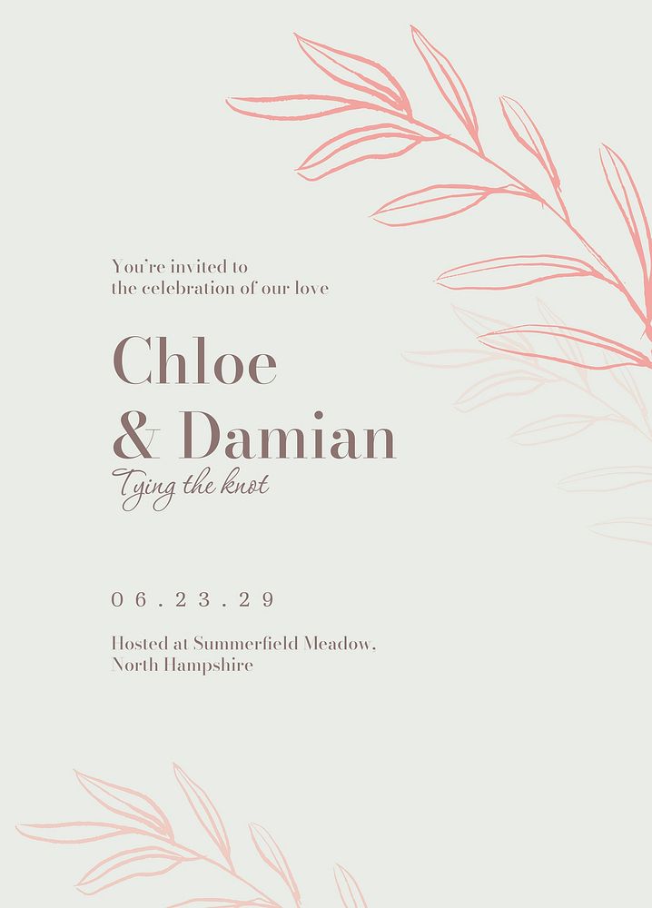 Engagement party invitation card template, editable text vector
