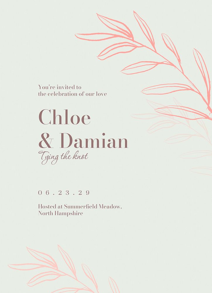 Engagement party invitation card template, editable text psd