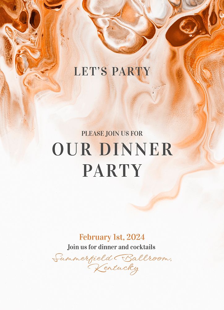 Dinner party invitation card template, editable text psd