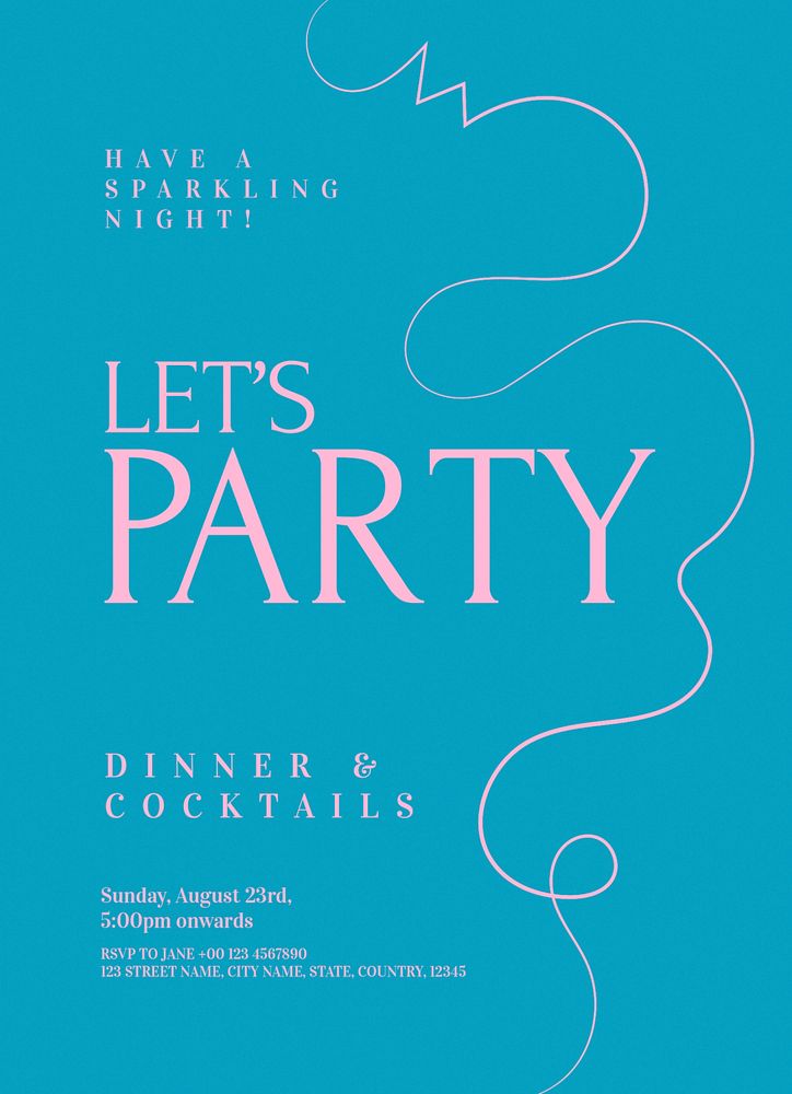 Dinner party invitation card template, editable text psd